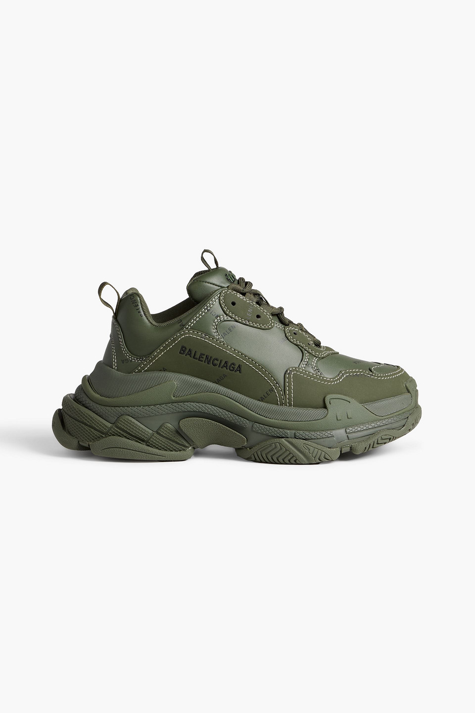 Balenciaga Triple S Printed Faux Leather Exaggerated sole Sneakers In Army Green ModeSens