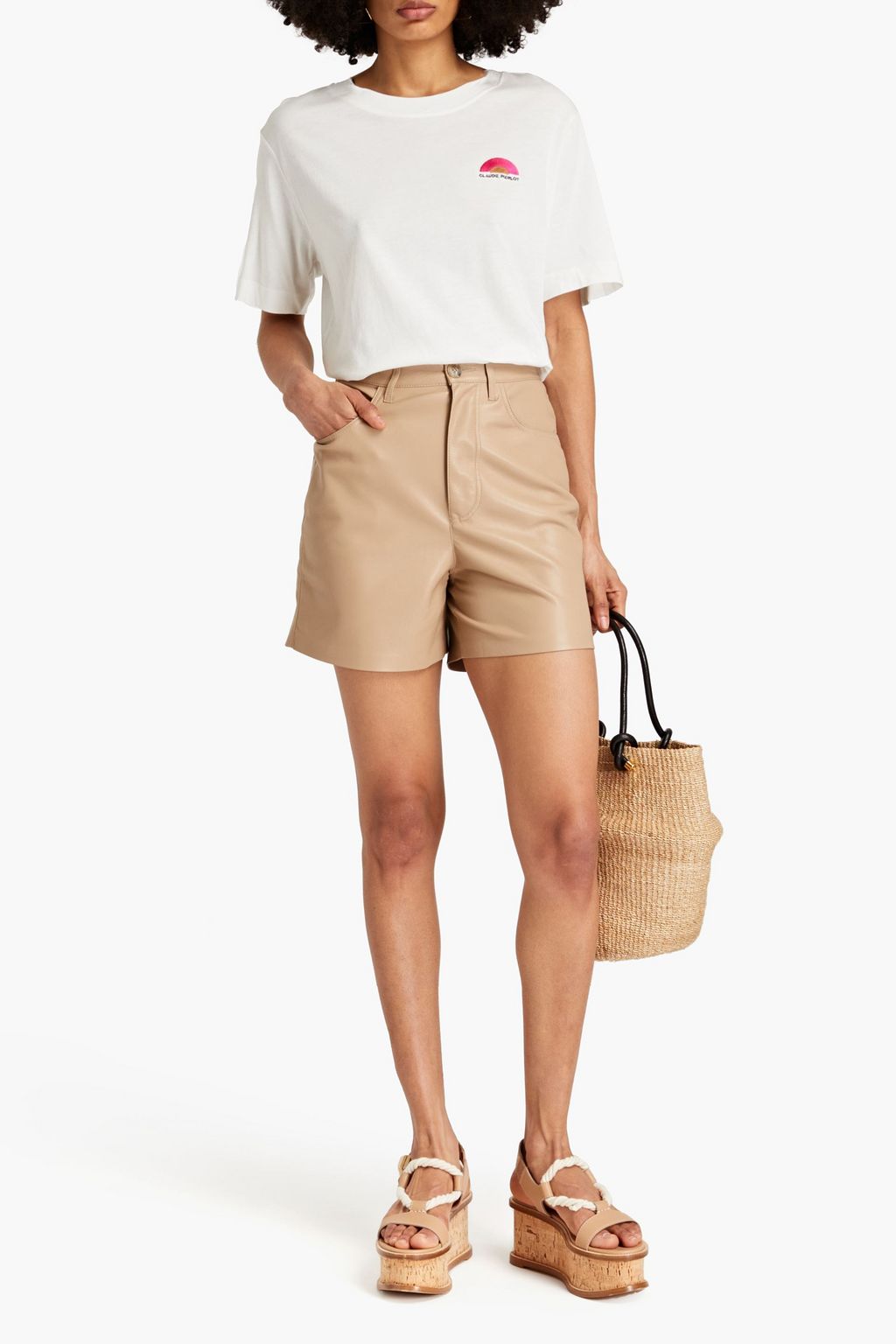 CLAUDIE PIERLOT Embroidered modal and cotton-blend jersey T-shirt