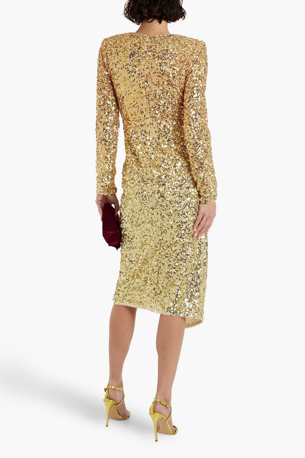 BADGLEY MISCHKA فستان متوسط الطول من التول بتصميم ملموم مزين بالترتر