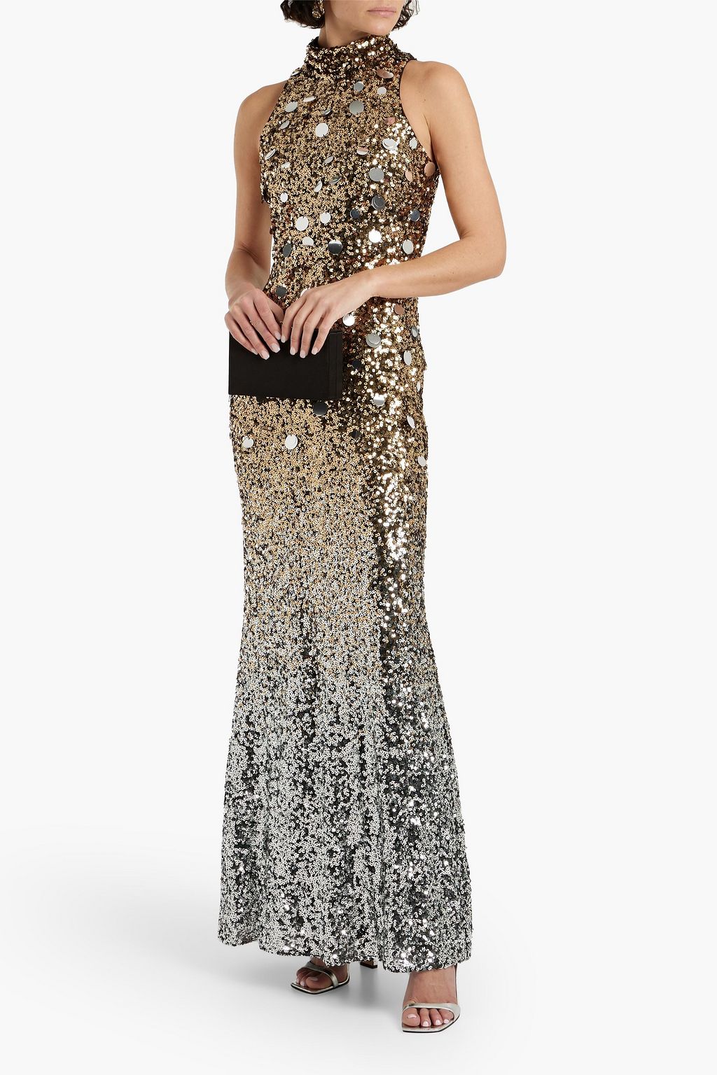 BADGLEY MISCHKA Dégradé sequined tulle gown