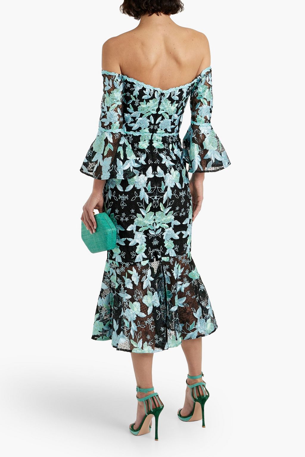 Maje embroidered tulle midi dress sales