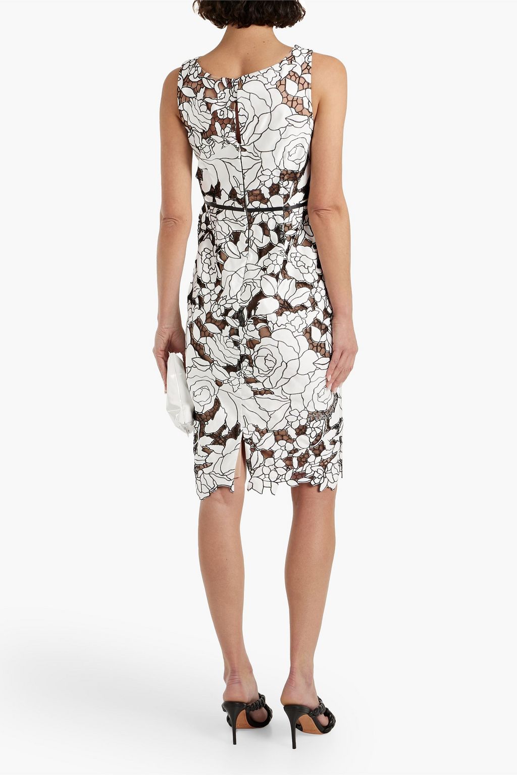MARCHESA NOTTE Layered embroidered satin-twill and tulle dress
