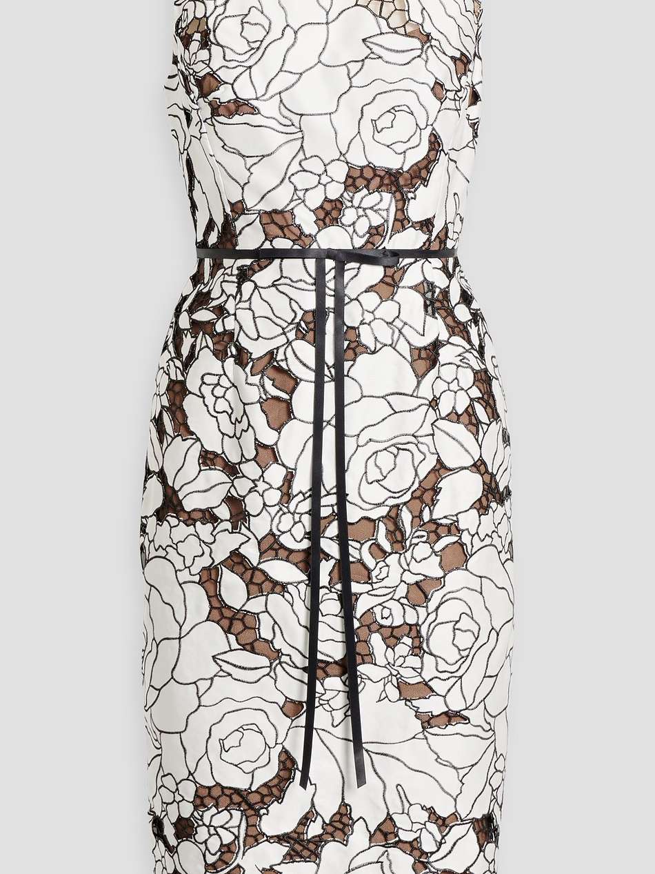 layered embroidered satin-twill and tulle dress