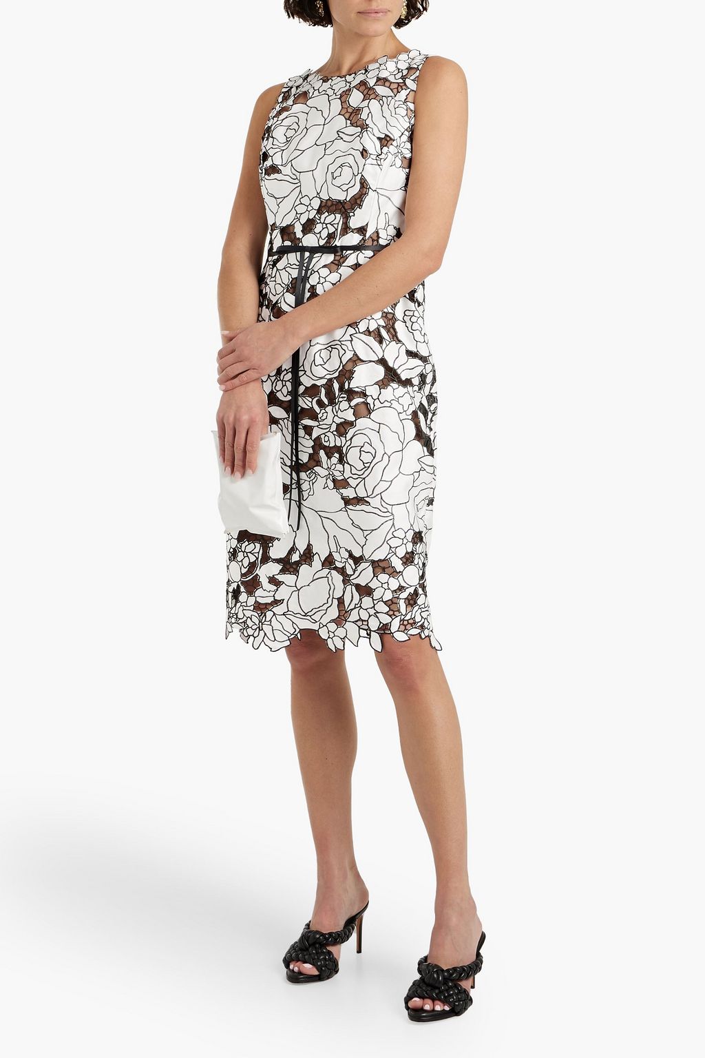 MARCHESA NOTTE Layered embroidered satin-twill and tulle dress
