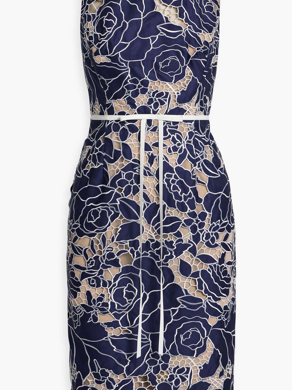 layered embroidered satin-twill and tulle dress