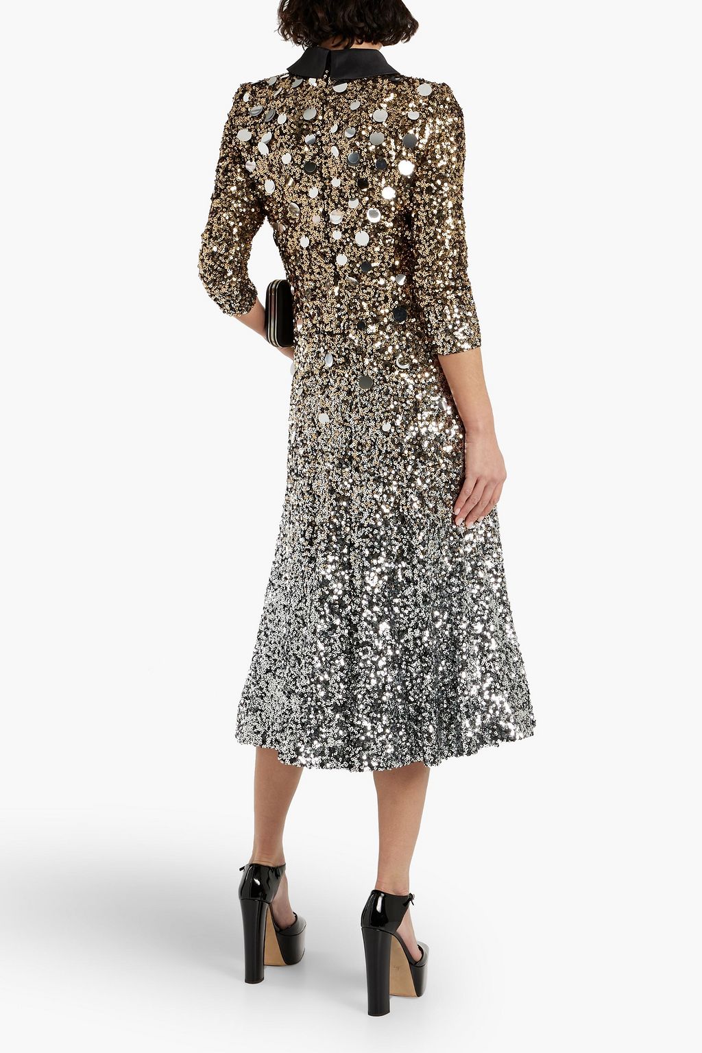 BADGLEY MISCHKA Midikleid aus Tüll mit Pailletten und Satineinfassung