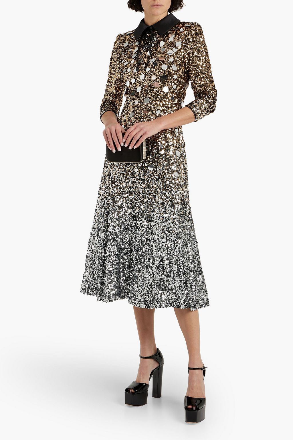 BADGLEY MISCHKA Midikleid aus Tüll mit Pailletten und Satineinfassung