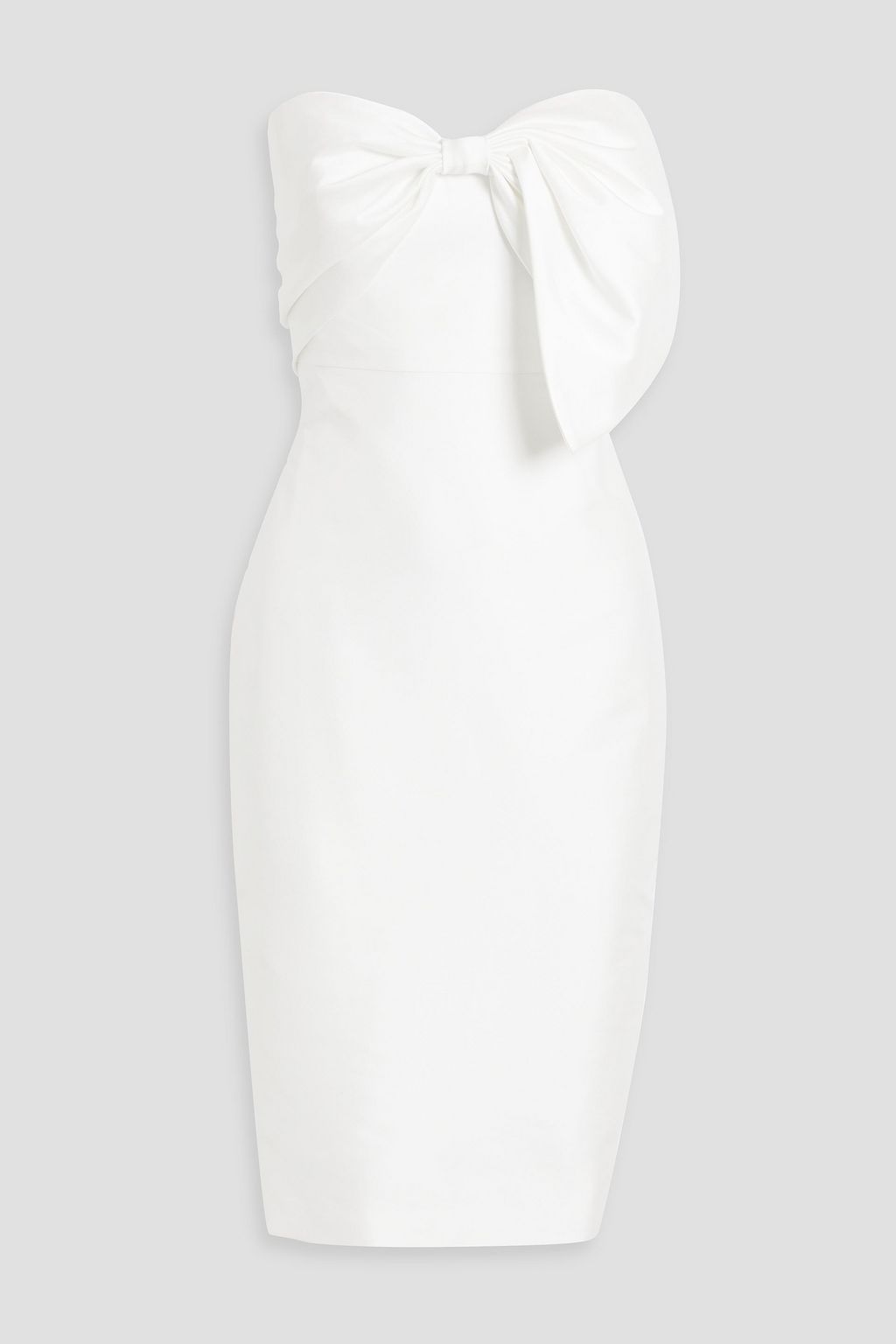 White Strapless bow-embellished faille midi dress | BADGLEY MISCHKA | THE OUTNET