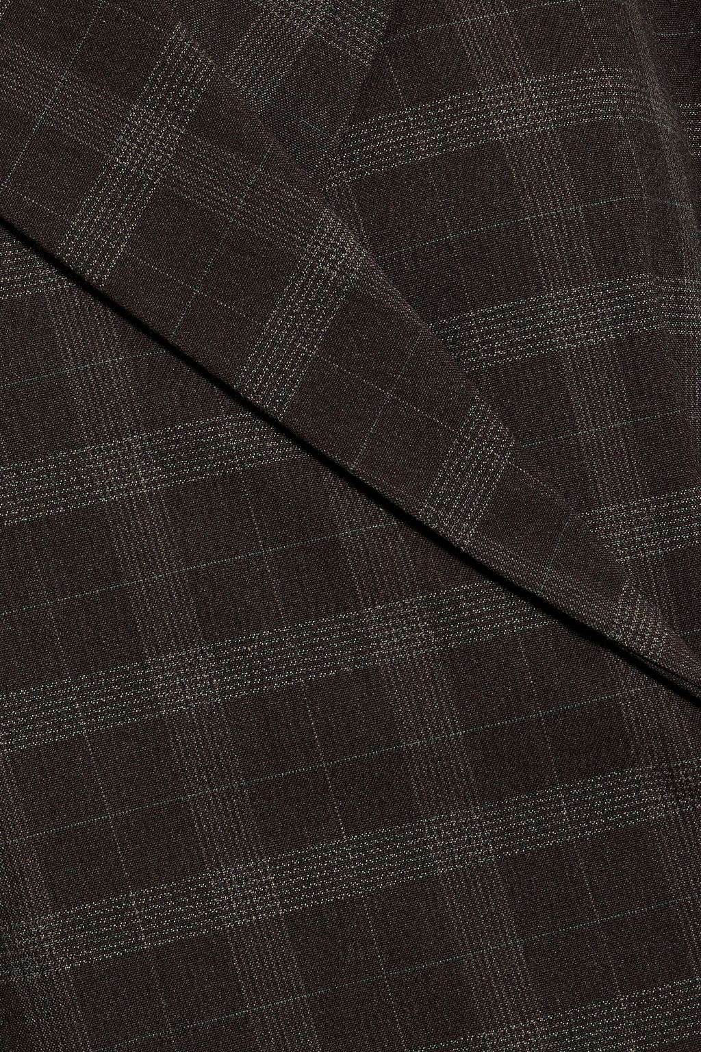 GANNI Checked woven wrap blazer
