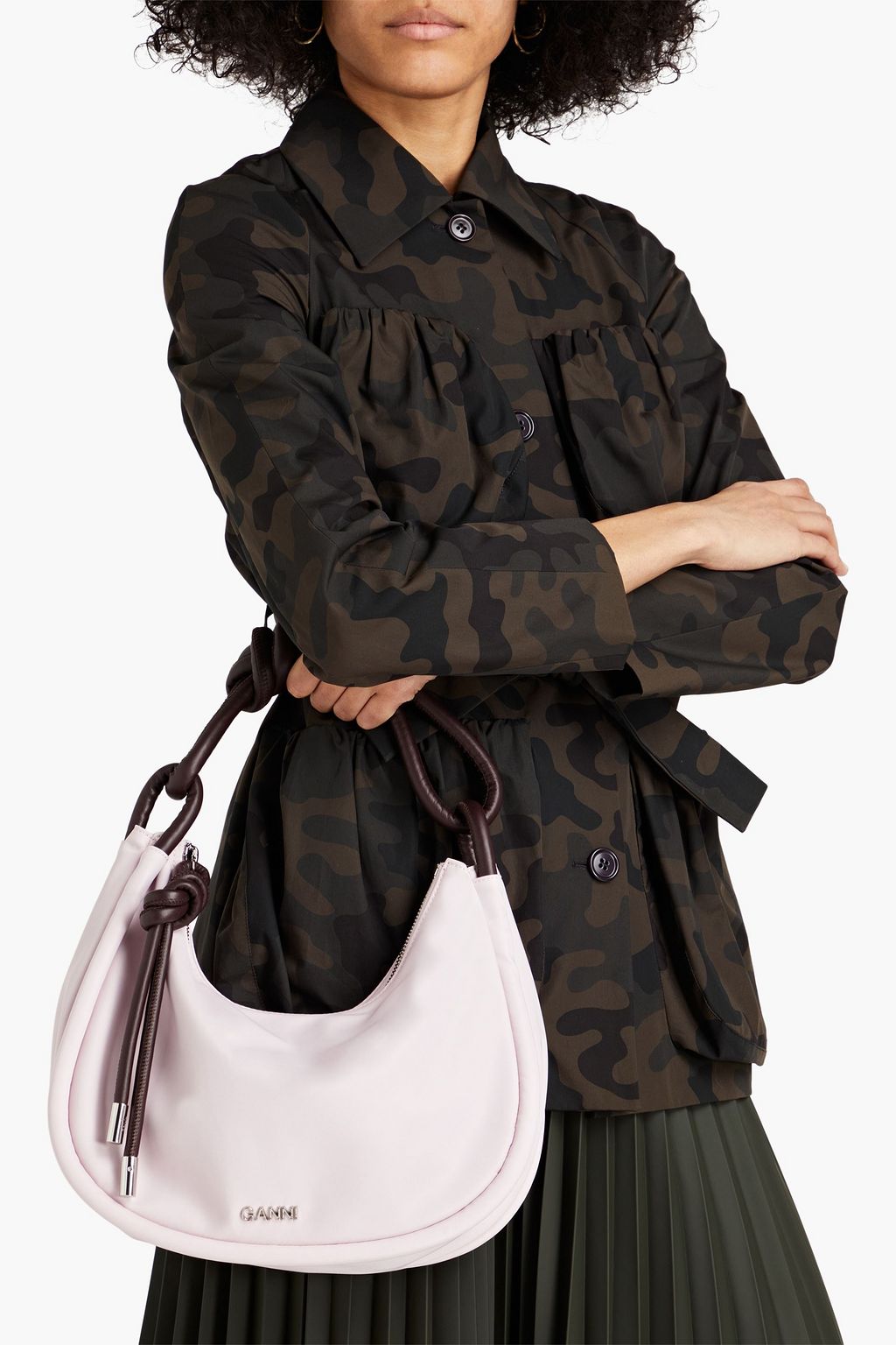 GANNI Two-tone knotted shell shoulder bag