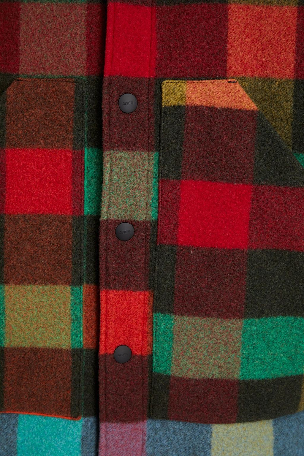 MSGM Checked wool-blend felt shirt