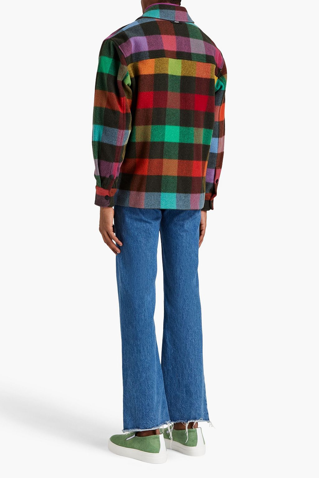 MSGM Checked wool-blend felt shirt