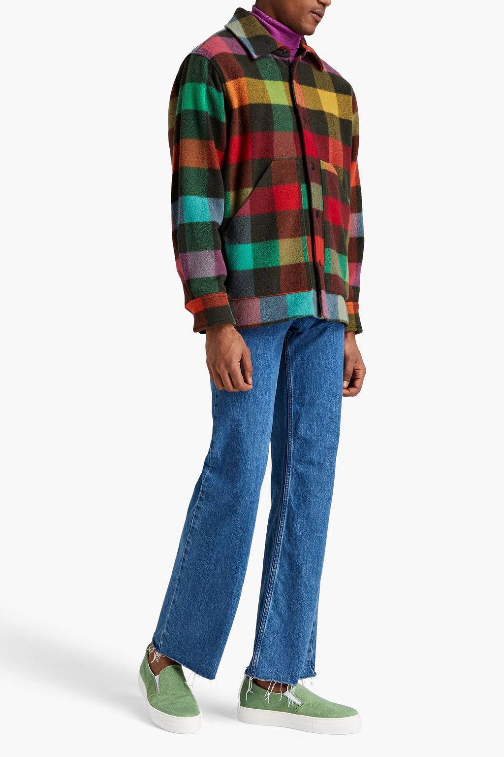 MSGM Checked wool-blend felt shirt