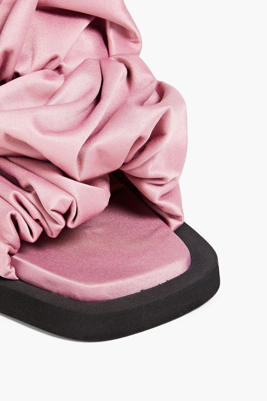 GANNI Ruched satin mules