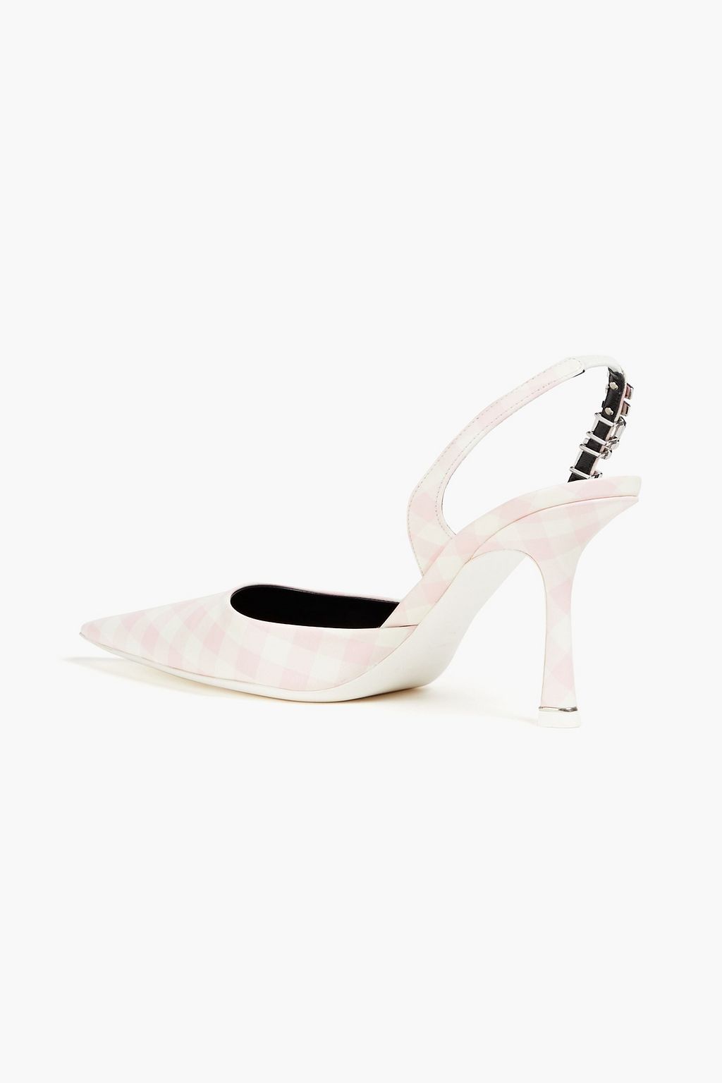 ALEXANDER WANG Crystal-embellished gingham leather slingback pumps