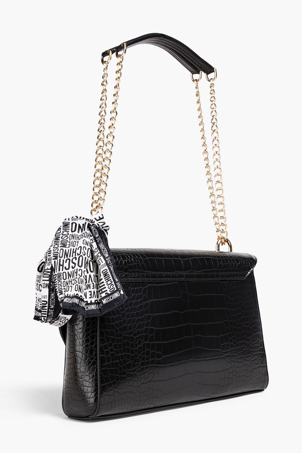 LOVE MOSCHINO Convertible faux croc-effect leather shoulder bag
