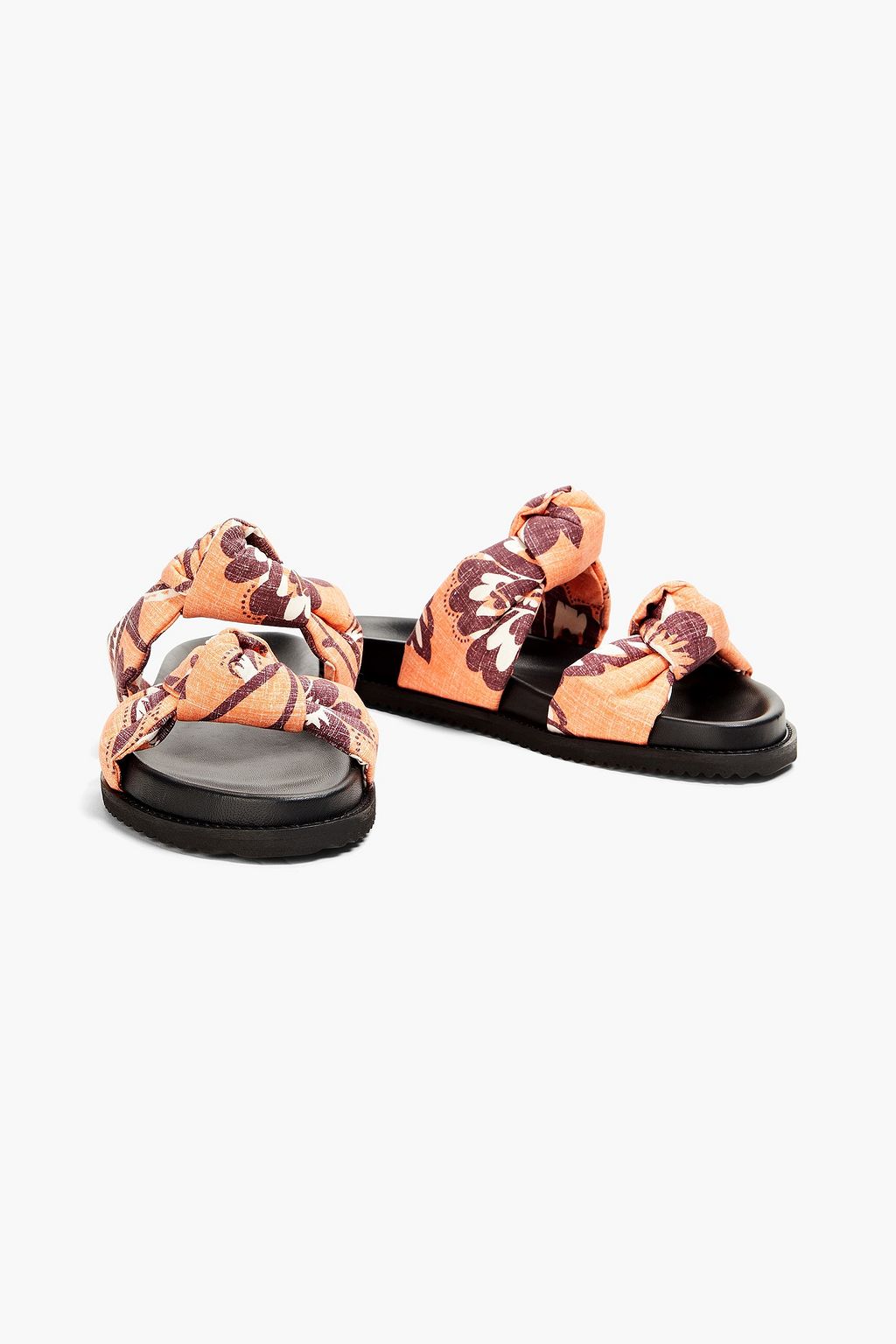 CLAUDIE PIERLOT Knotted floral-print woven slides