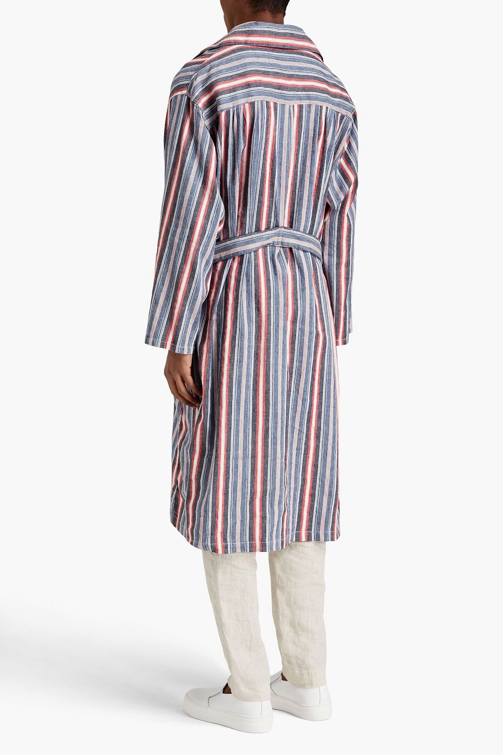 MAISON MARGIELA Oversized striped linen-blend twill trench coat