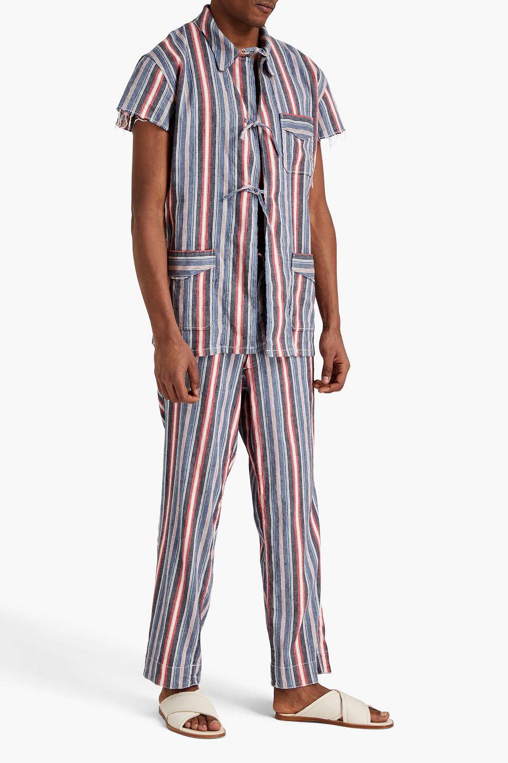 MAISON MARGIELA Striped linen-blend twill shirt