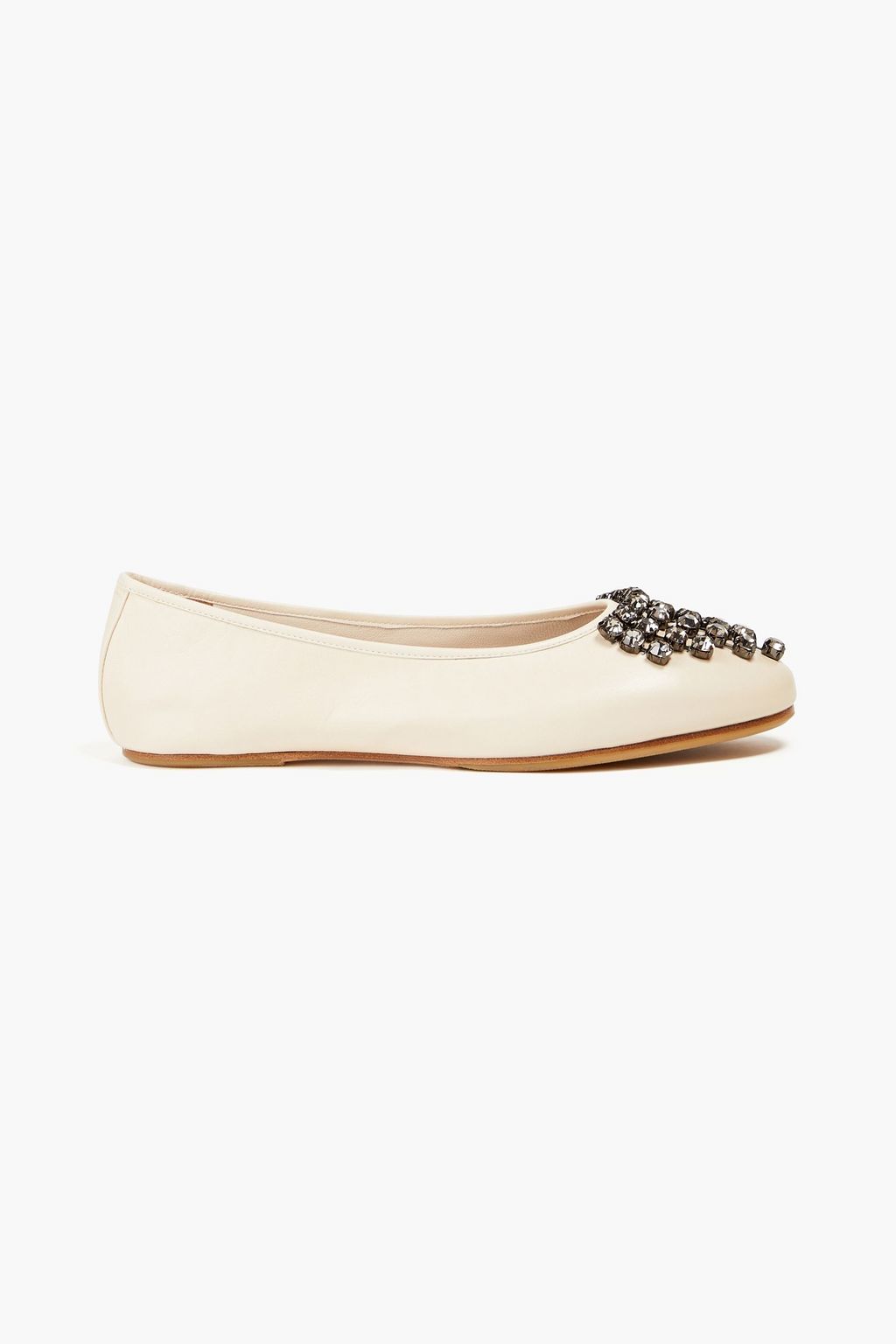 Descubrir 105+ imagen tory burch crystal-embellished leather ballet flats