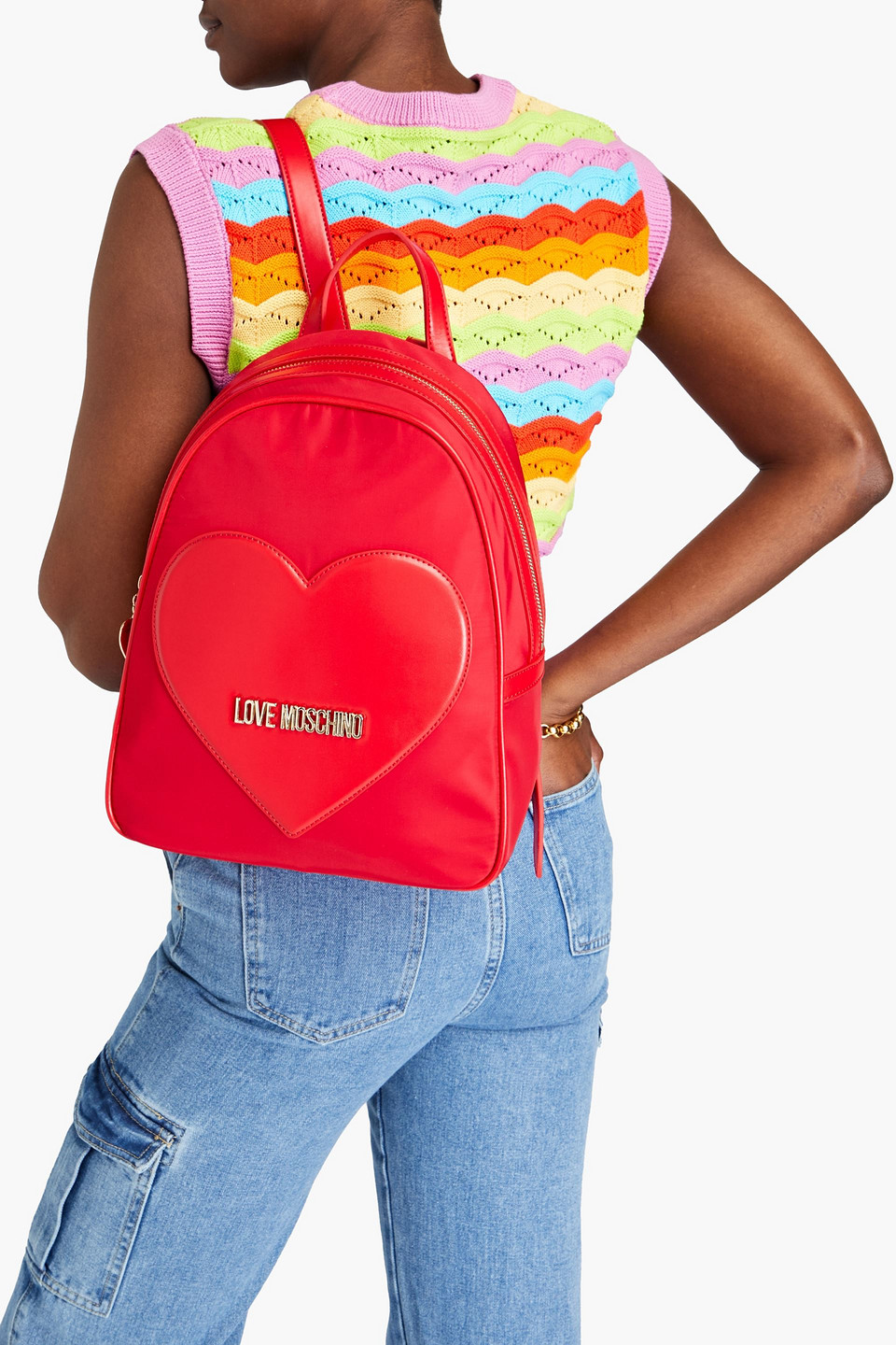 LOVE MOSCHINO RUCKSACK AUS SHELL MIT KUNSTLEDERBESATZ