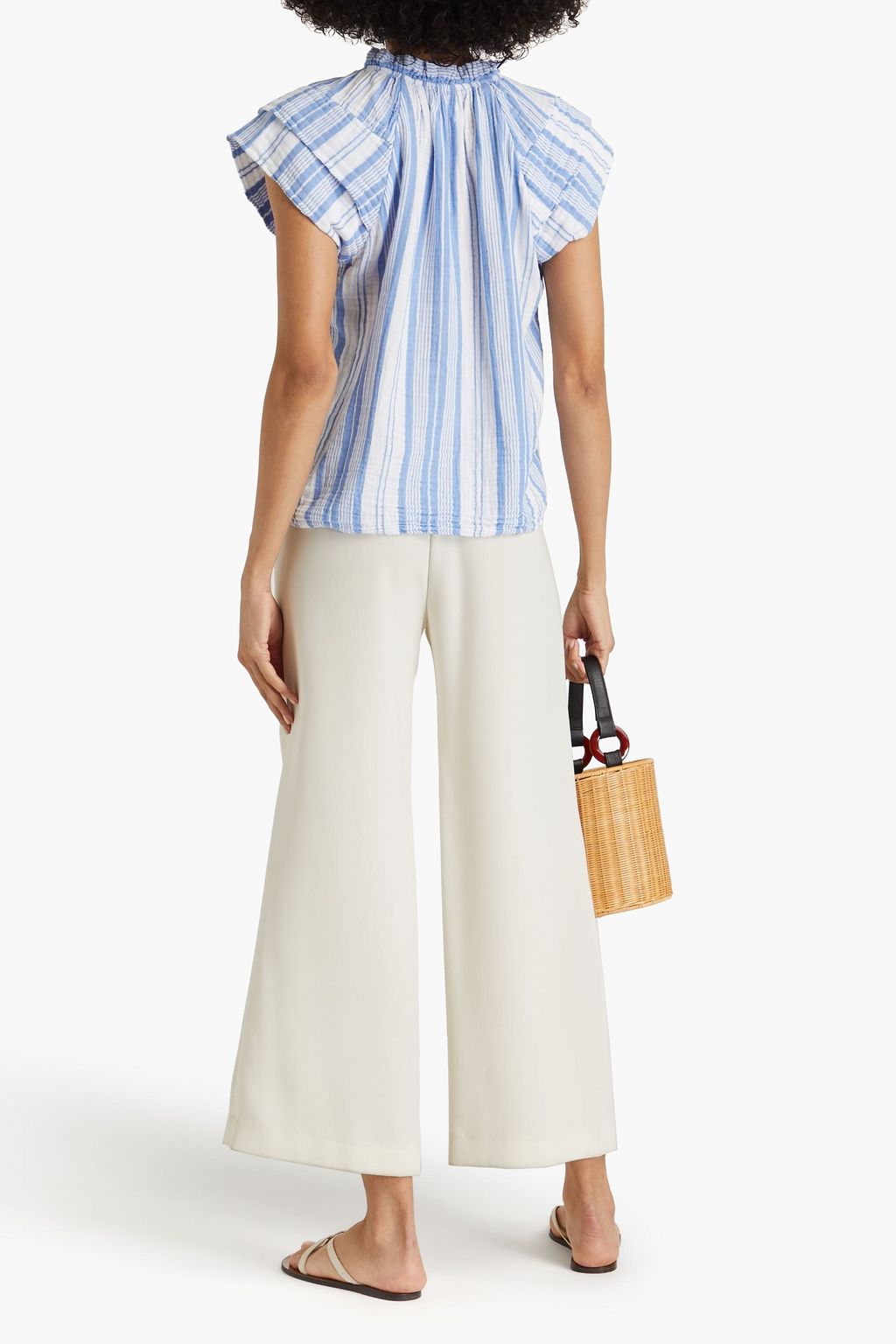 HONORINE Cosette striped cotton-gauze top