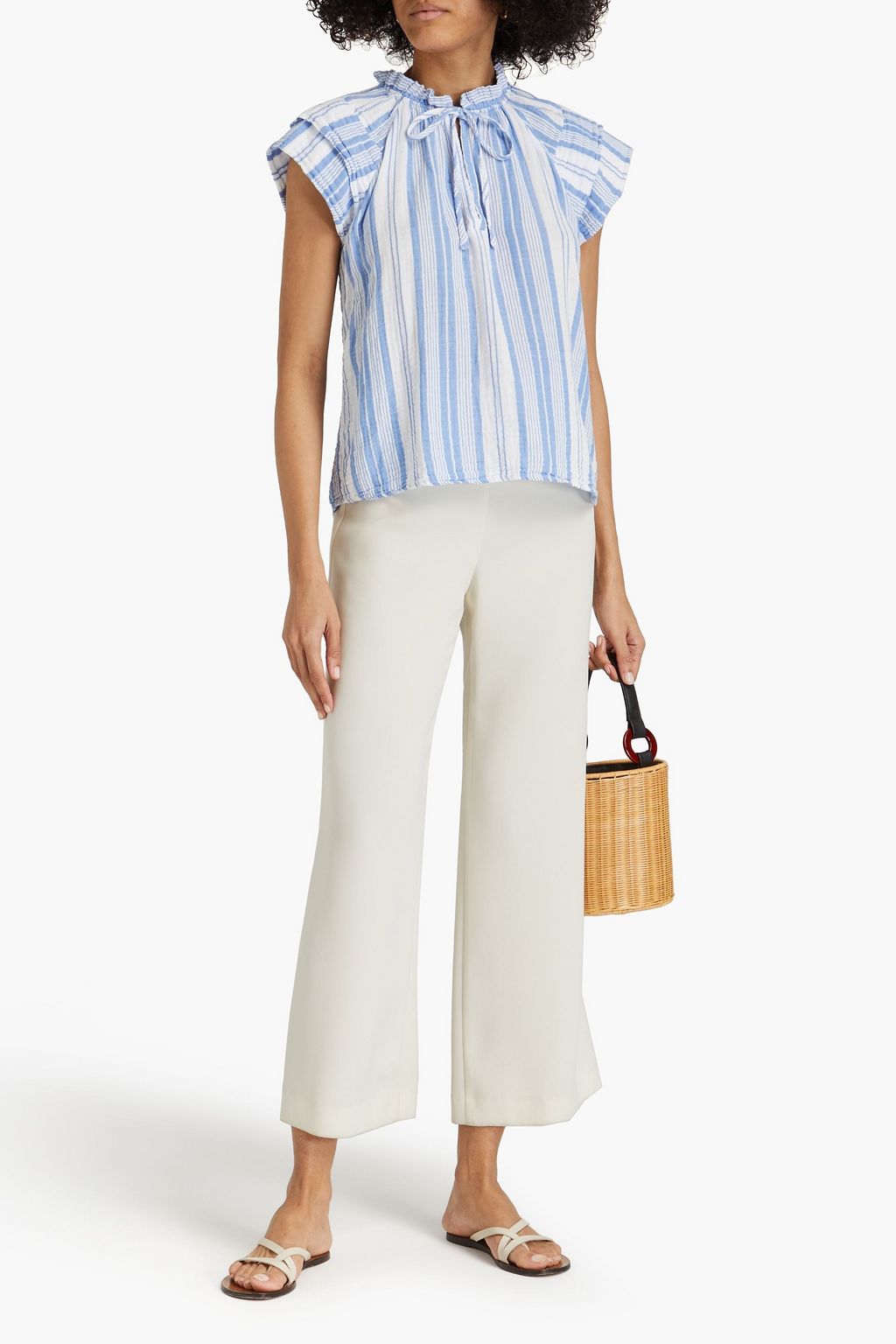 HONORINE Cosette striped cotton-gauze top