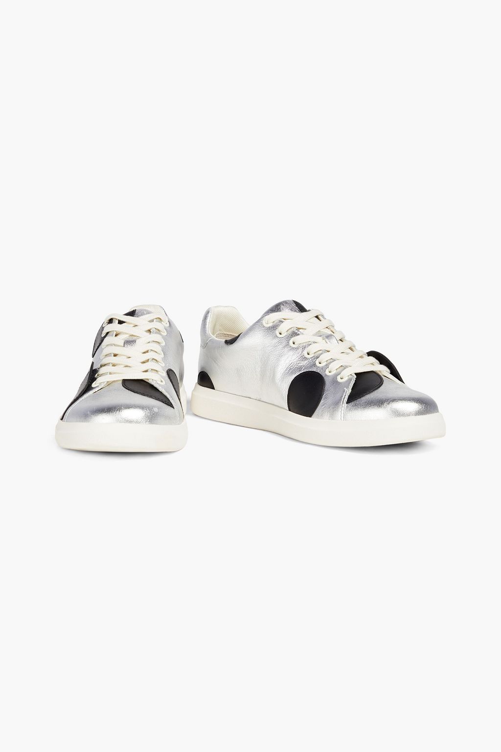 TORY BURCH Howell Court metallic polka-dot leather sneakers