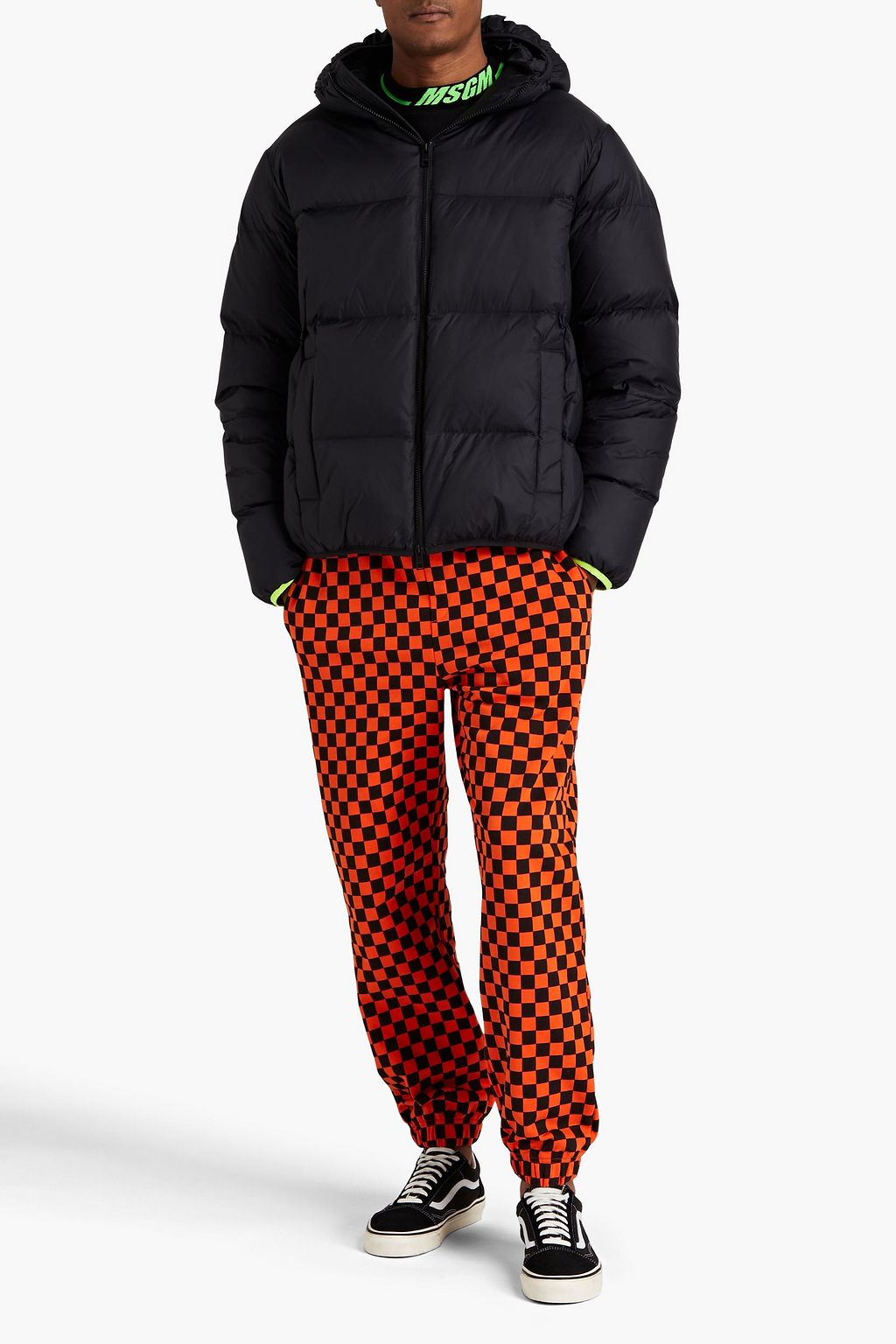 MSGM Quilted shell hooded down jacket