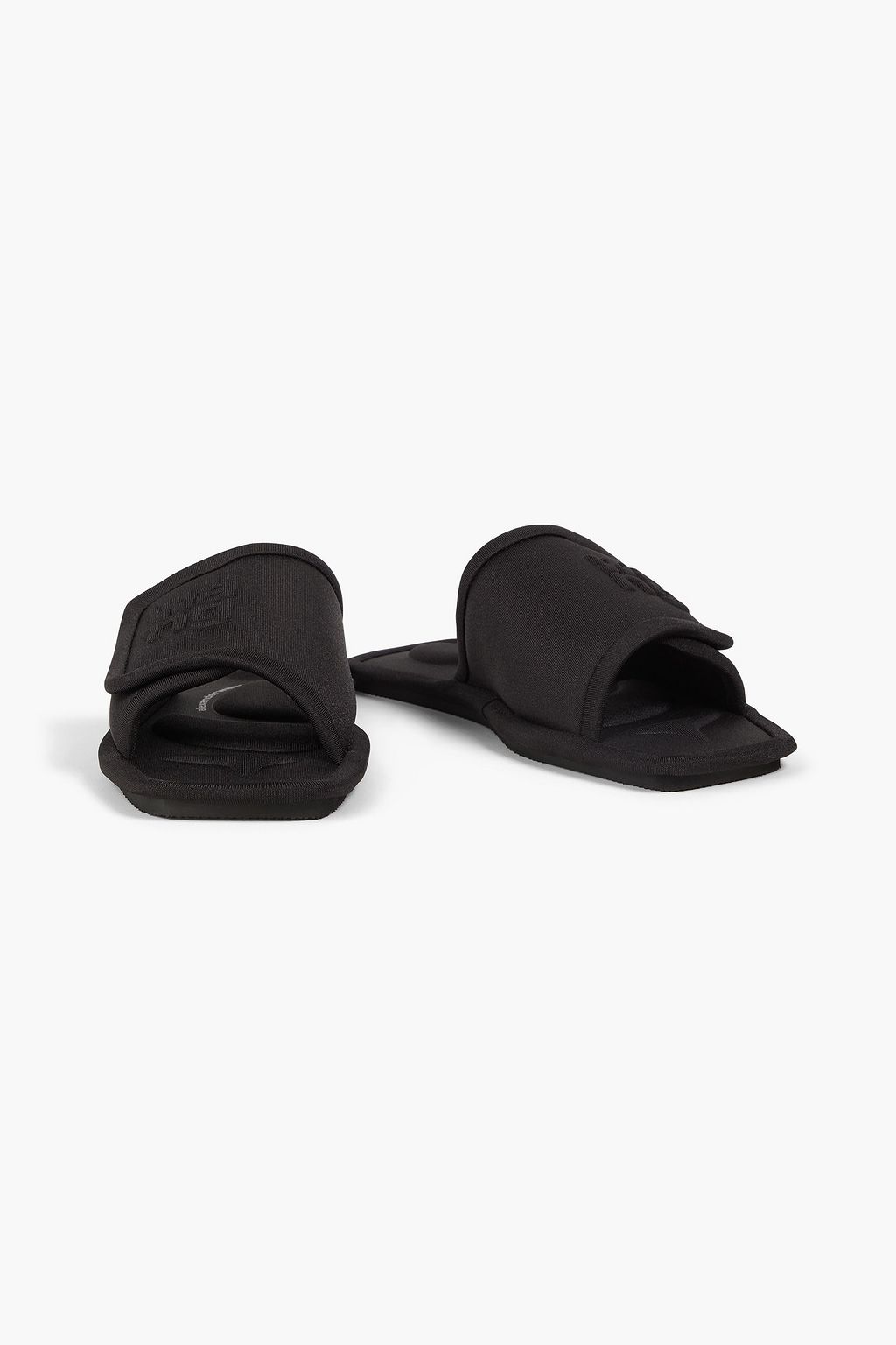 ALEXANDER WANG Logo-embossed padded stretch-jersey slides