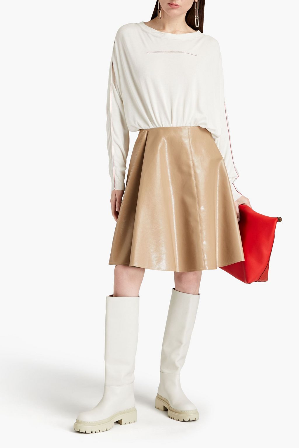 MM6 MAISON MARGIELA Fluted faux leather skirt