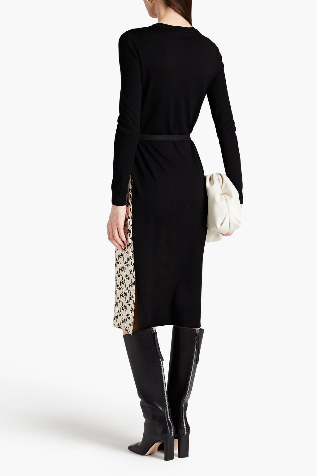 TORY BURCH Greer bedrucktes Midikleid aus Seiden-Twill mit Merinowolleinsatz