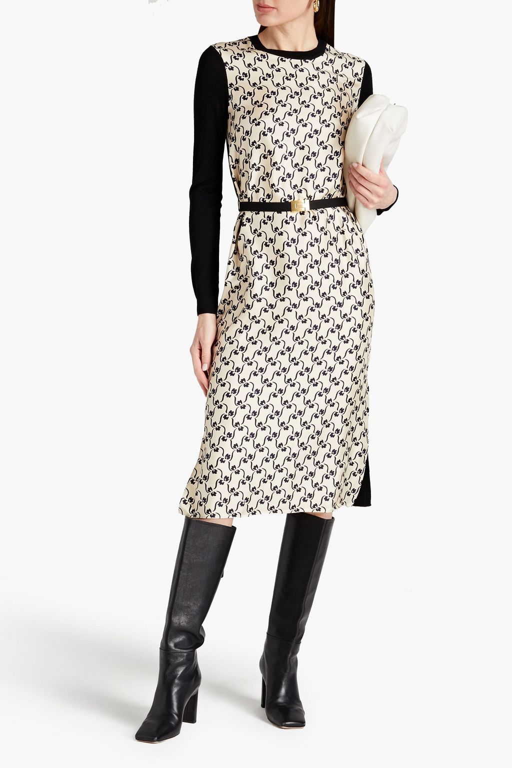 TORY BURCH Greer merino wool-paneled printed silk-twill midi dress | Sale  up to 70% off | THE OUTNET