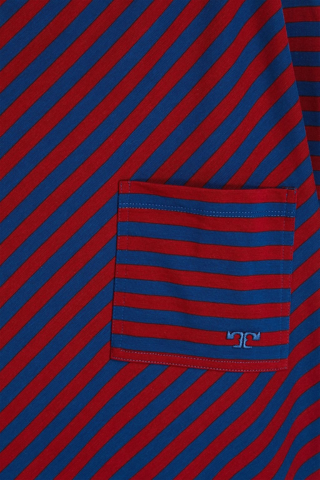 TORY BURCH 로고 자수 장식 스트라이프 코튼 저지 티셔츠