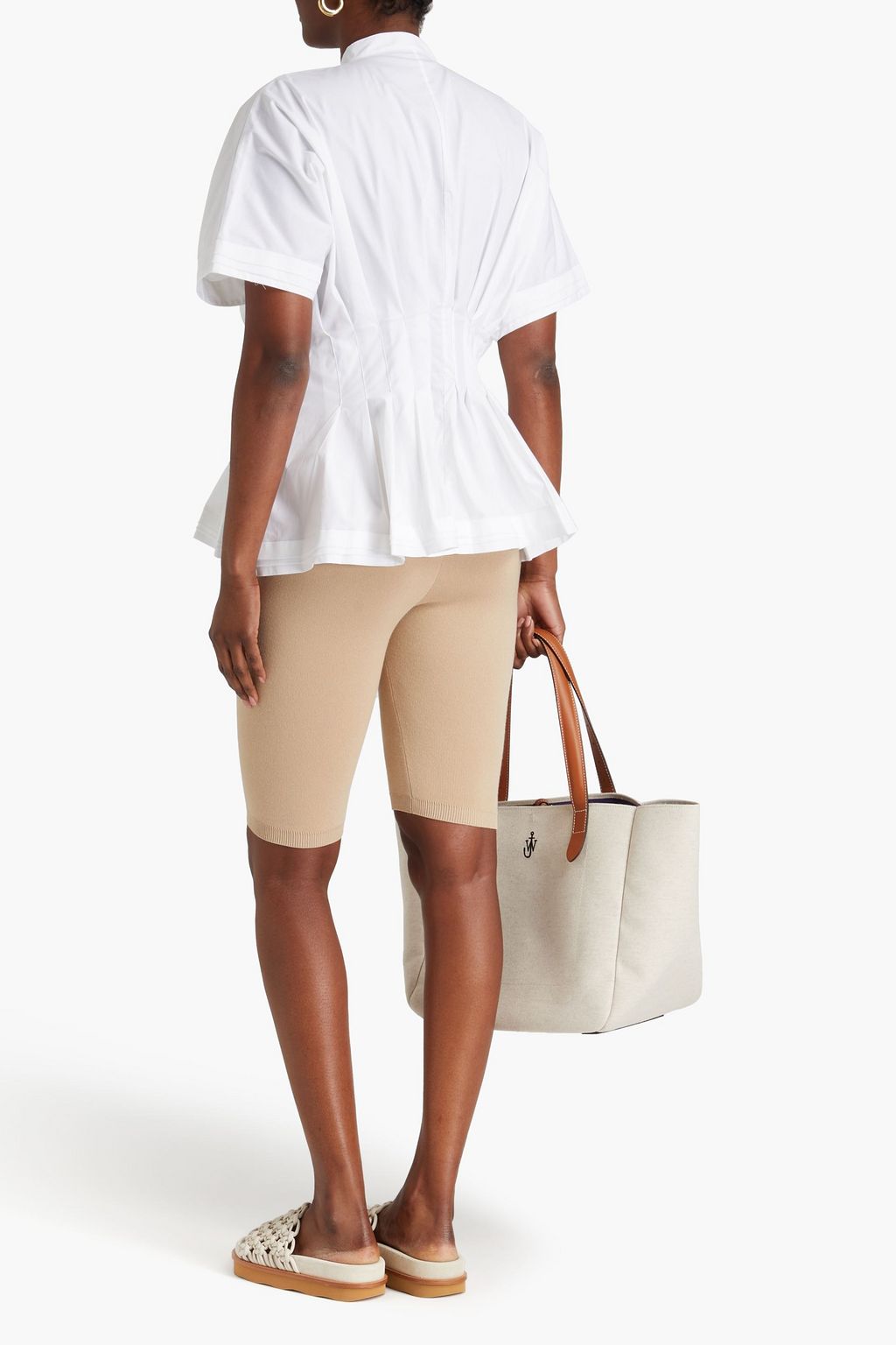 PALMER//HARDING Pleated cotton-blend poplin shirt
