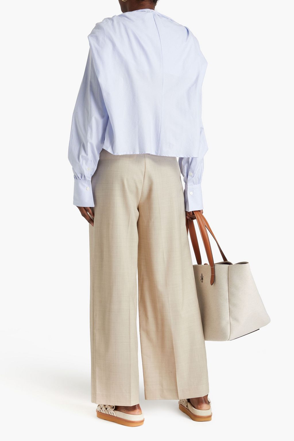 PALMER//HARDING Twist-front striped cotton-jacquard shirt