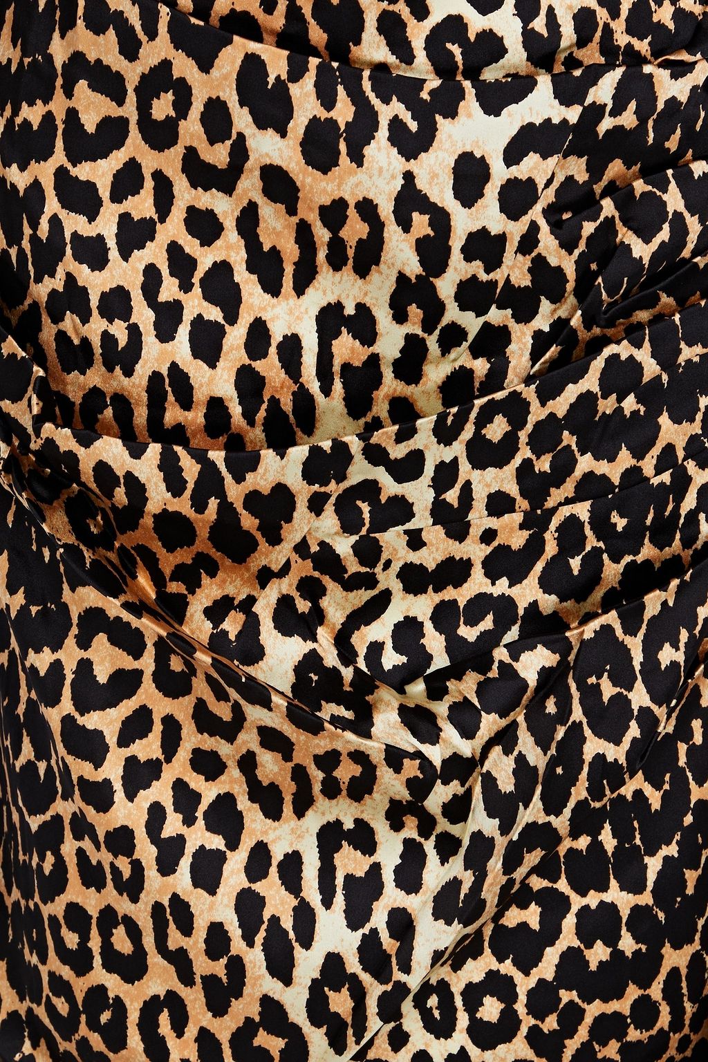 GANNI Ruched leopard-print silk-blend satin midi dress