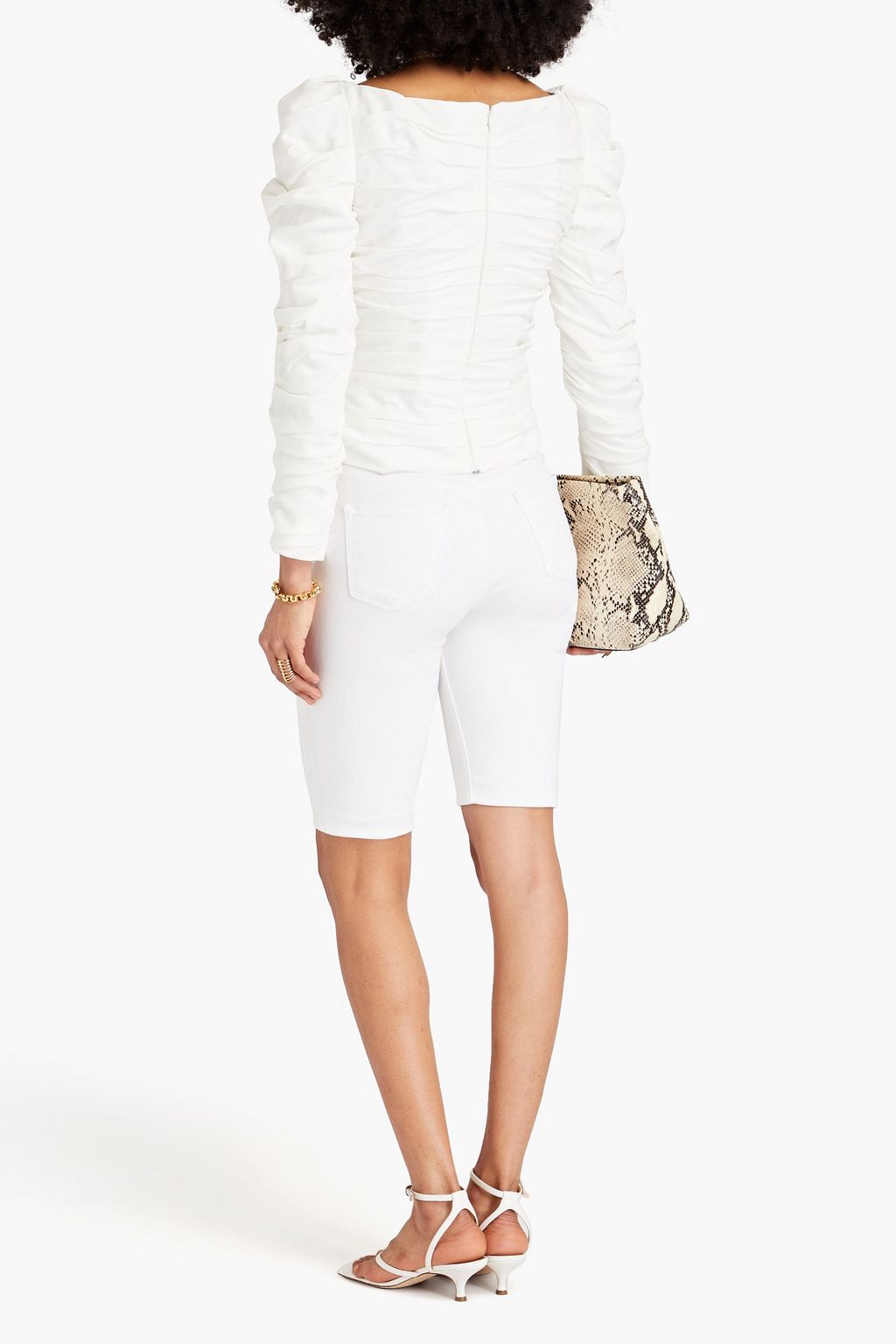 KHAITE Shawna gathered satin top