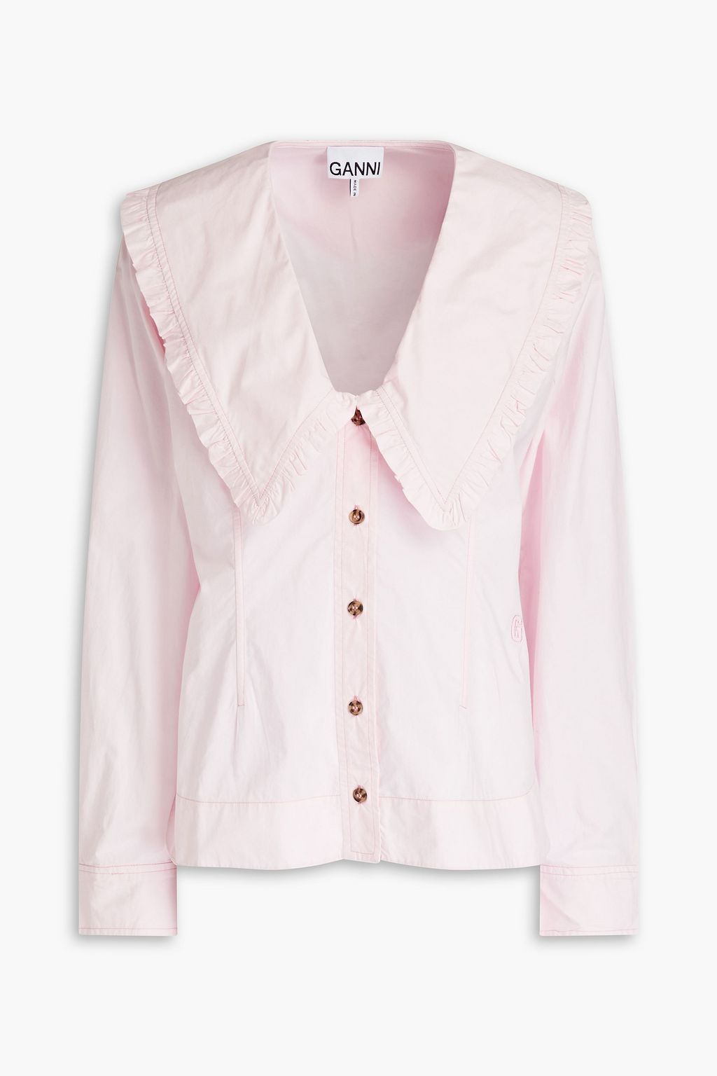 Ganni ruffle sales top