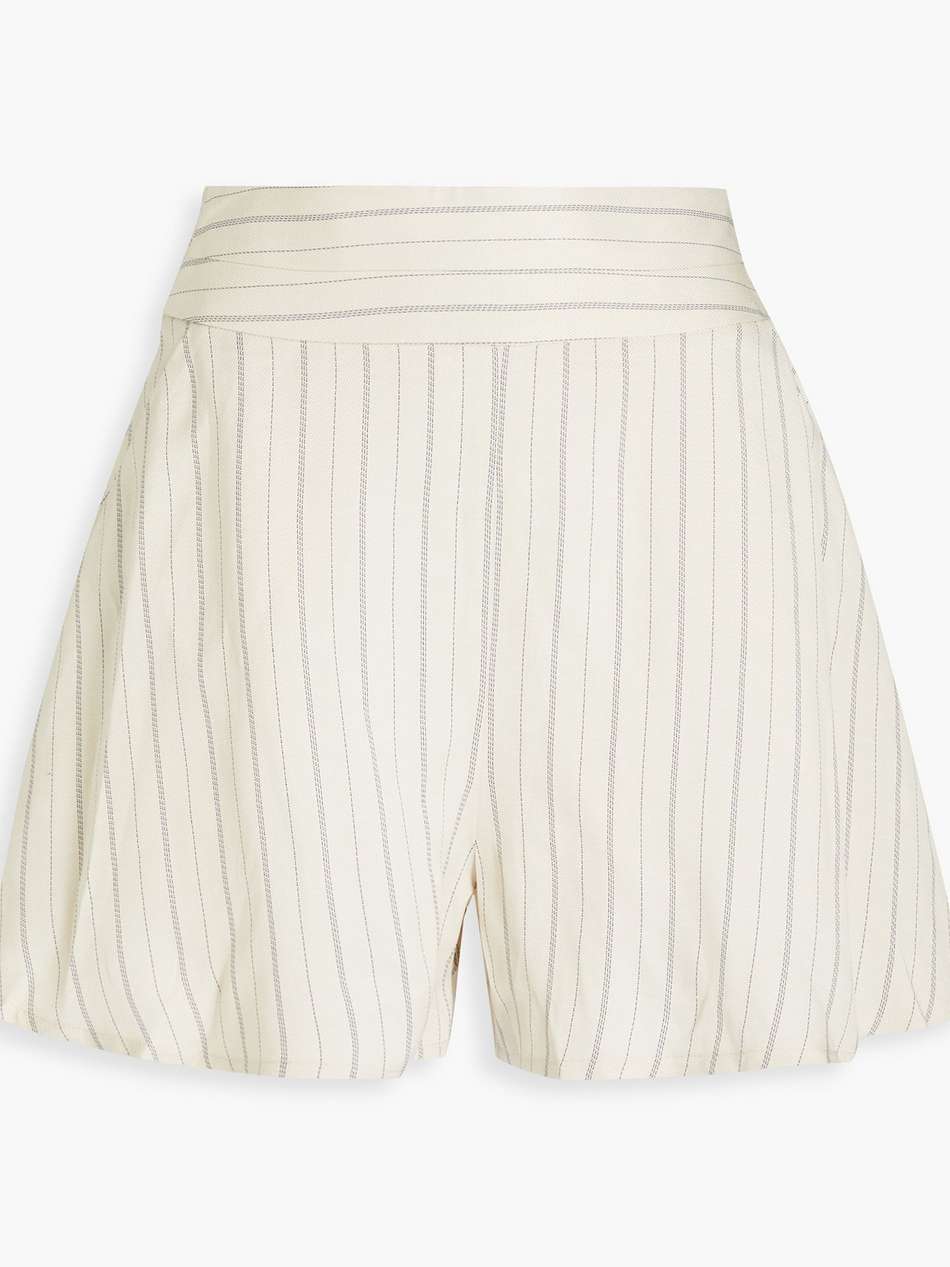 release pinstriped satin-twill shorts