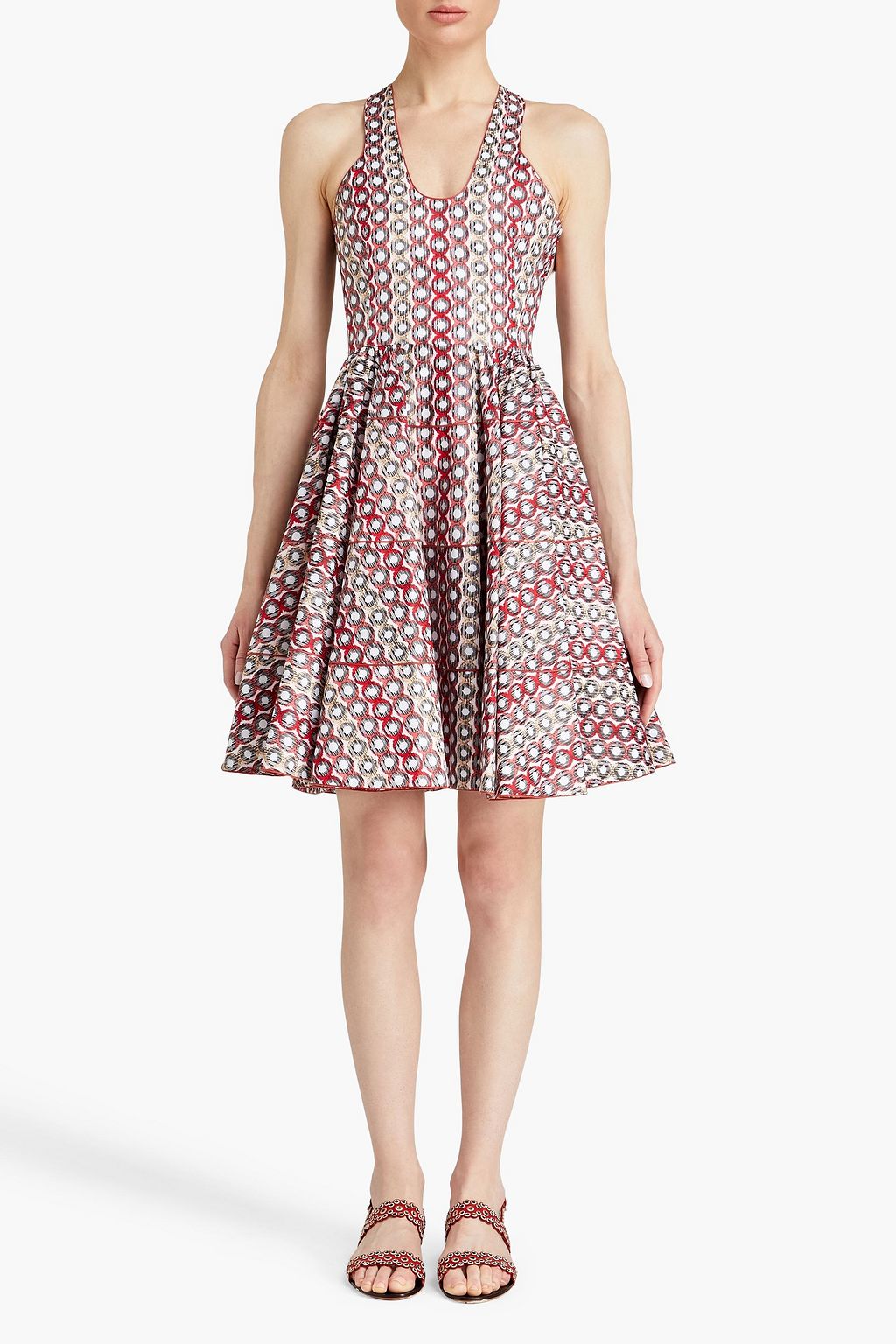 ALAÏA コットンポプリン ワンピース タック&プリント入り