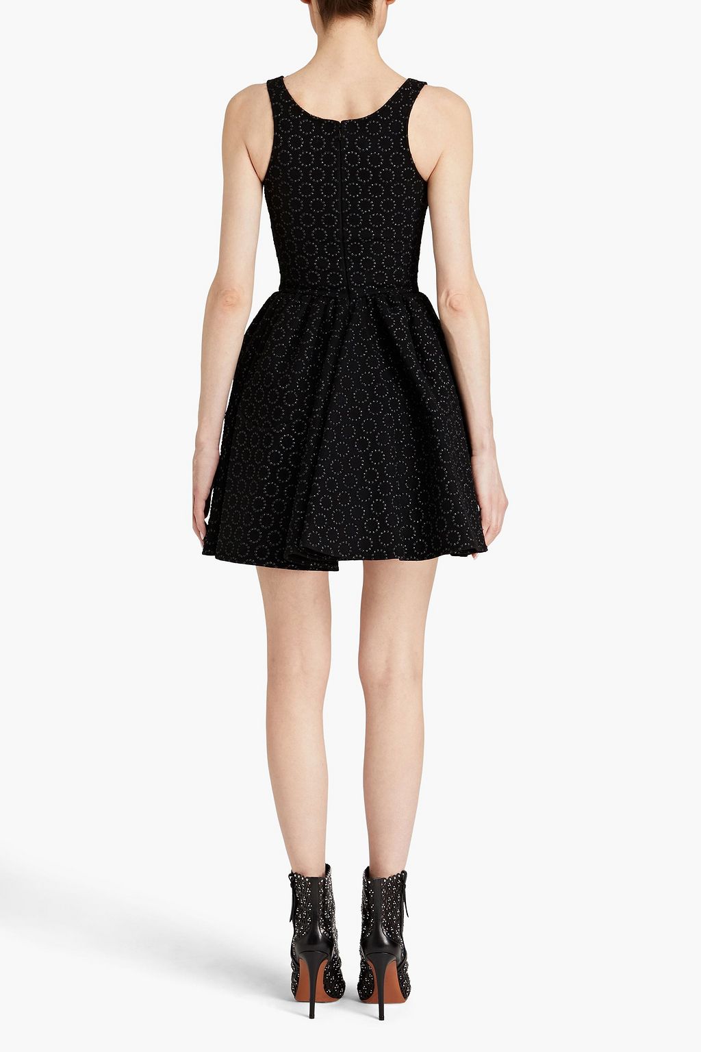 ALAÏA ウール&カシミヤ混フェルト ミニワンピース ギャザー入り メタリック