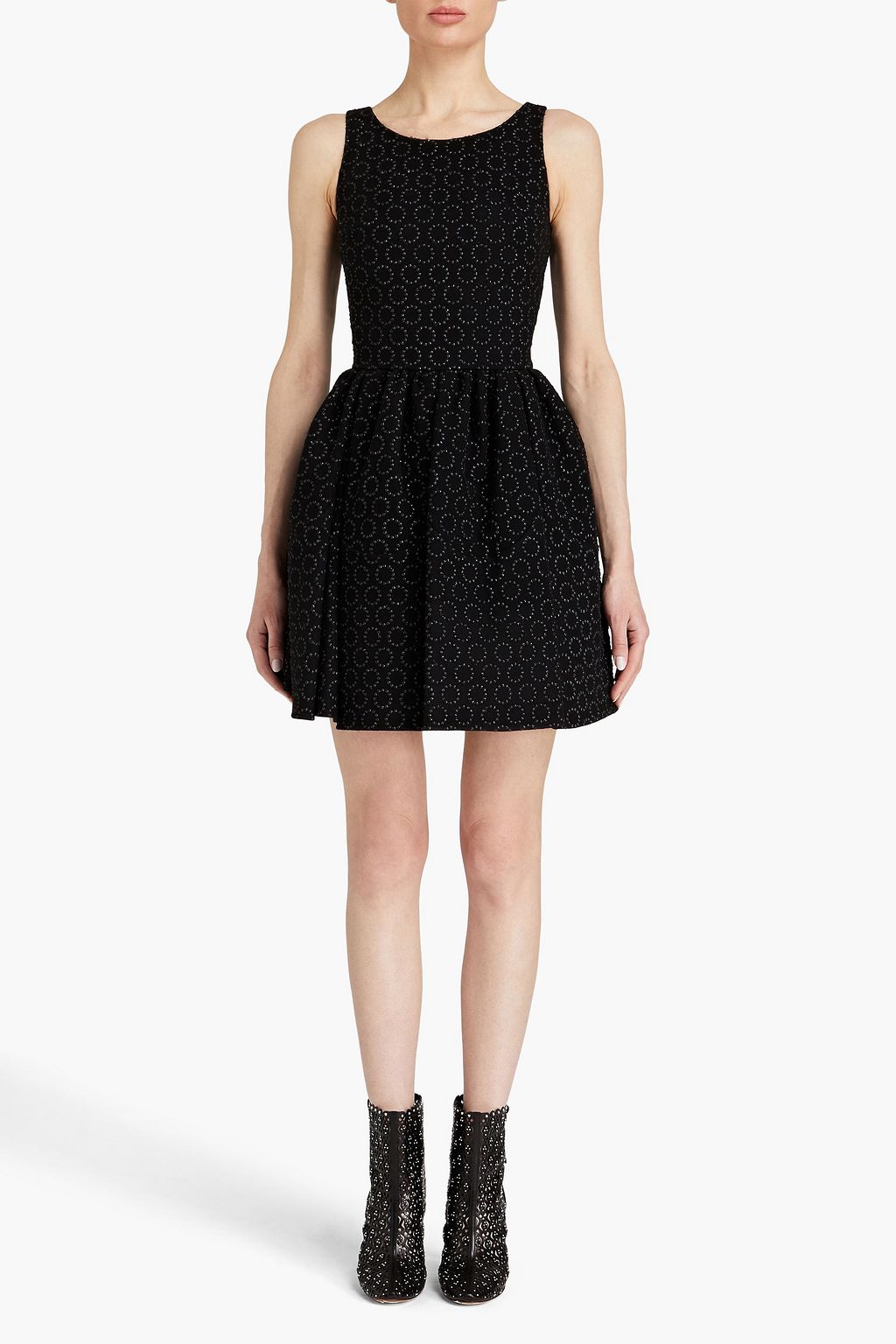 ALAÏA ウール&カシミヤ混フェルト ミニワンピース ギャザー入り メタリック