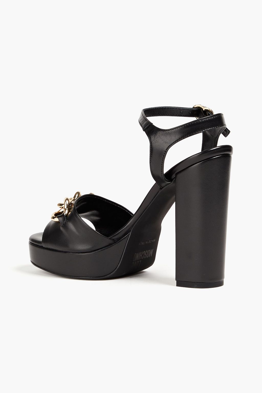 LOVE MOSCHINO Chain-embellished faux leather sandals