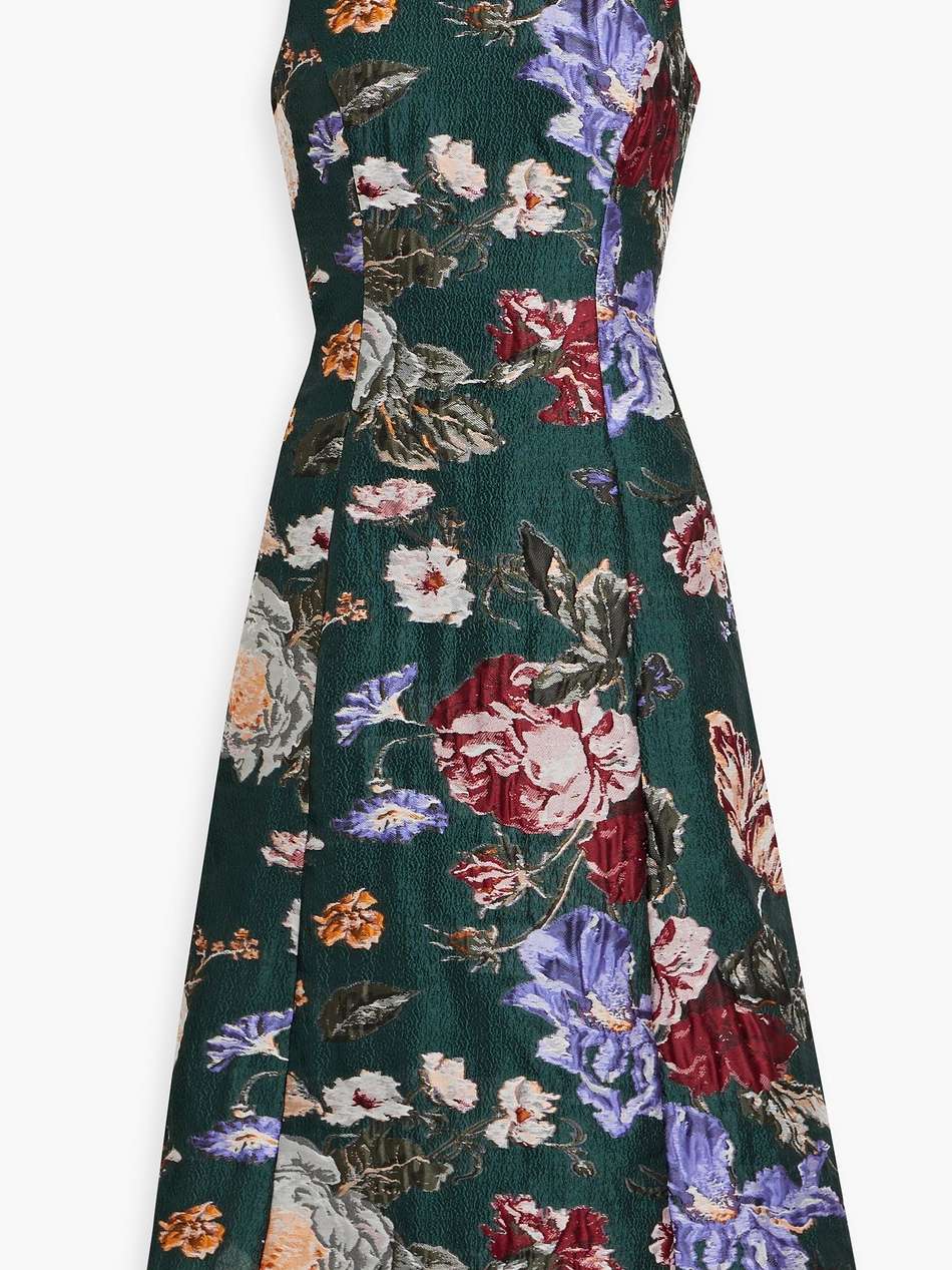 cutout brocade midi dress