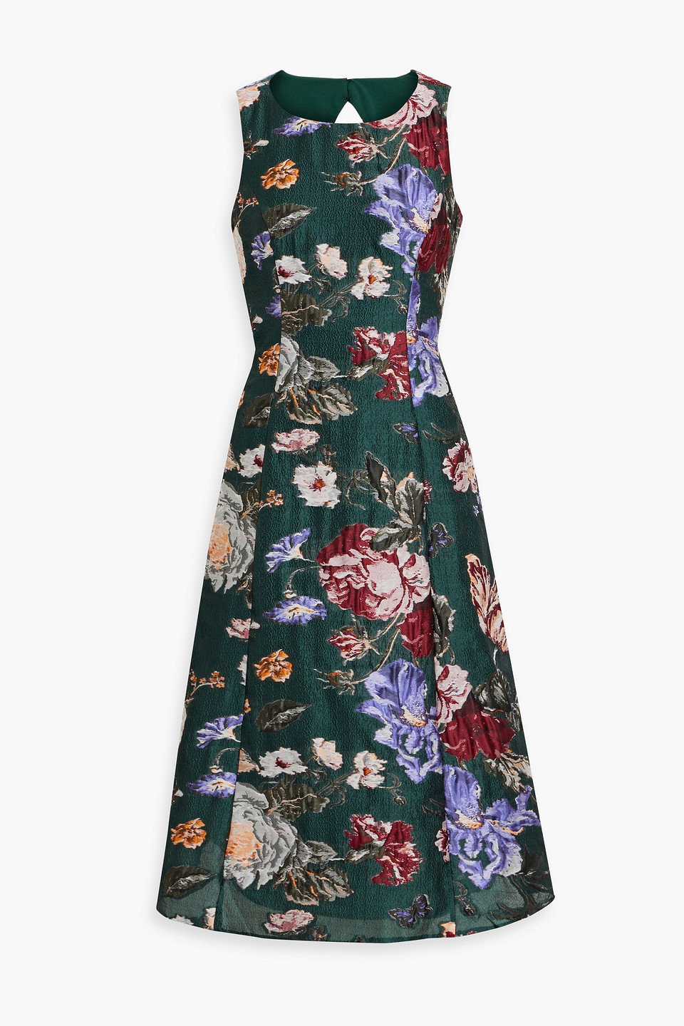 Marchesa Notte Cutout Brocade Midi Dress In Forest Green