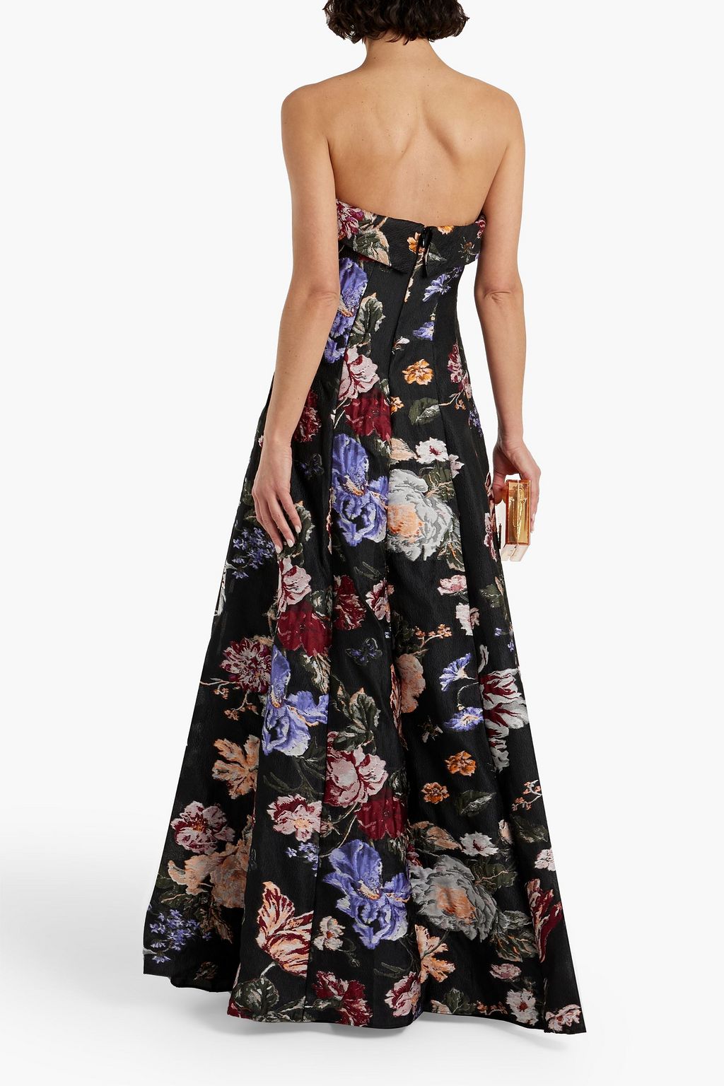 MARCHESA NOTTE Strapless brocade gown