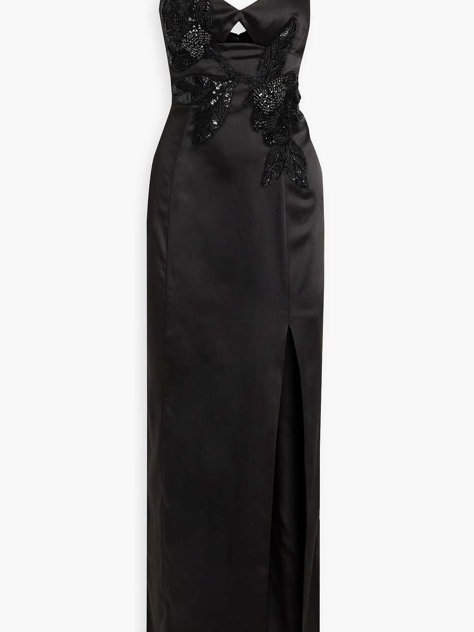 embellished cutout satin gown