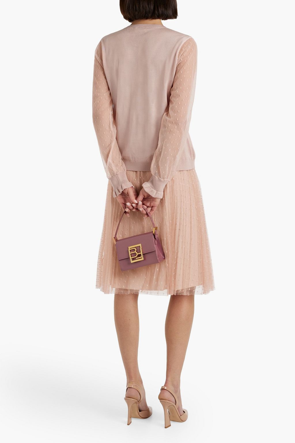 REDVALENTINO Pleated point d'esprit skirt