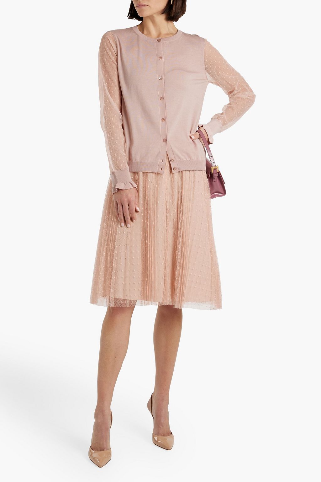REDVALENTINO Pleated point d'esprit skirt